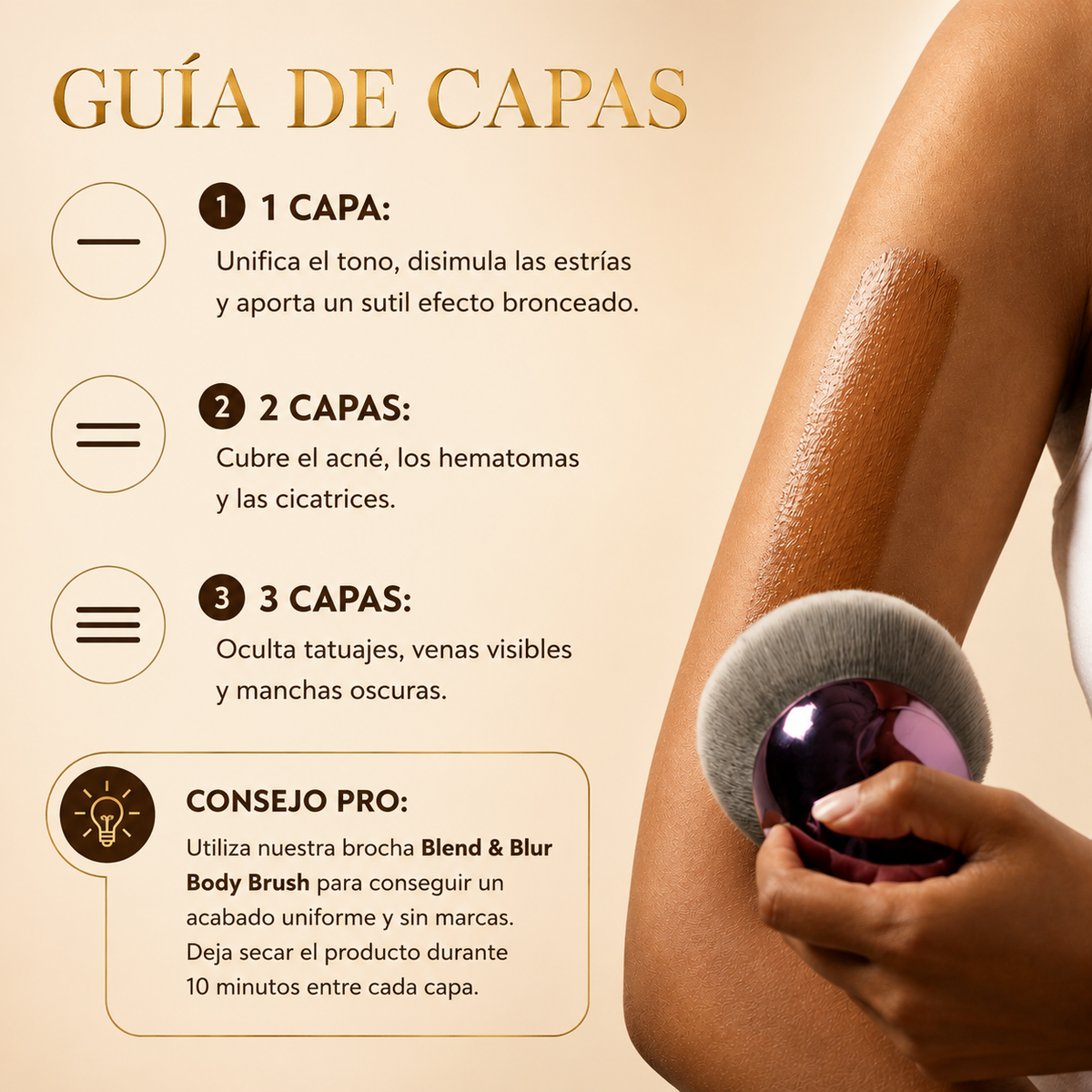 Jayna Perfector Corporal™ Maquillaje corporal de cobertura total — sin transferencia